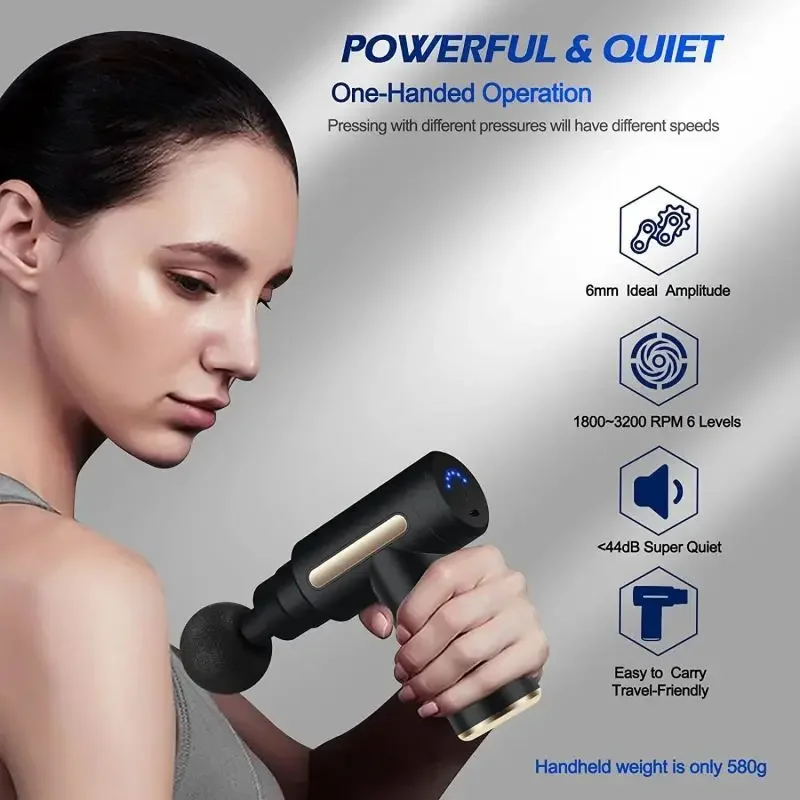 휴대용 근막 마사지 총 전기 타악기 권총 마사지 LED - Health Wellness 리뷰 및 가격